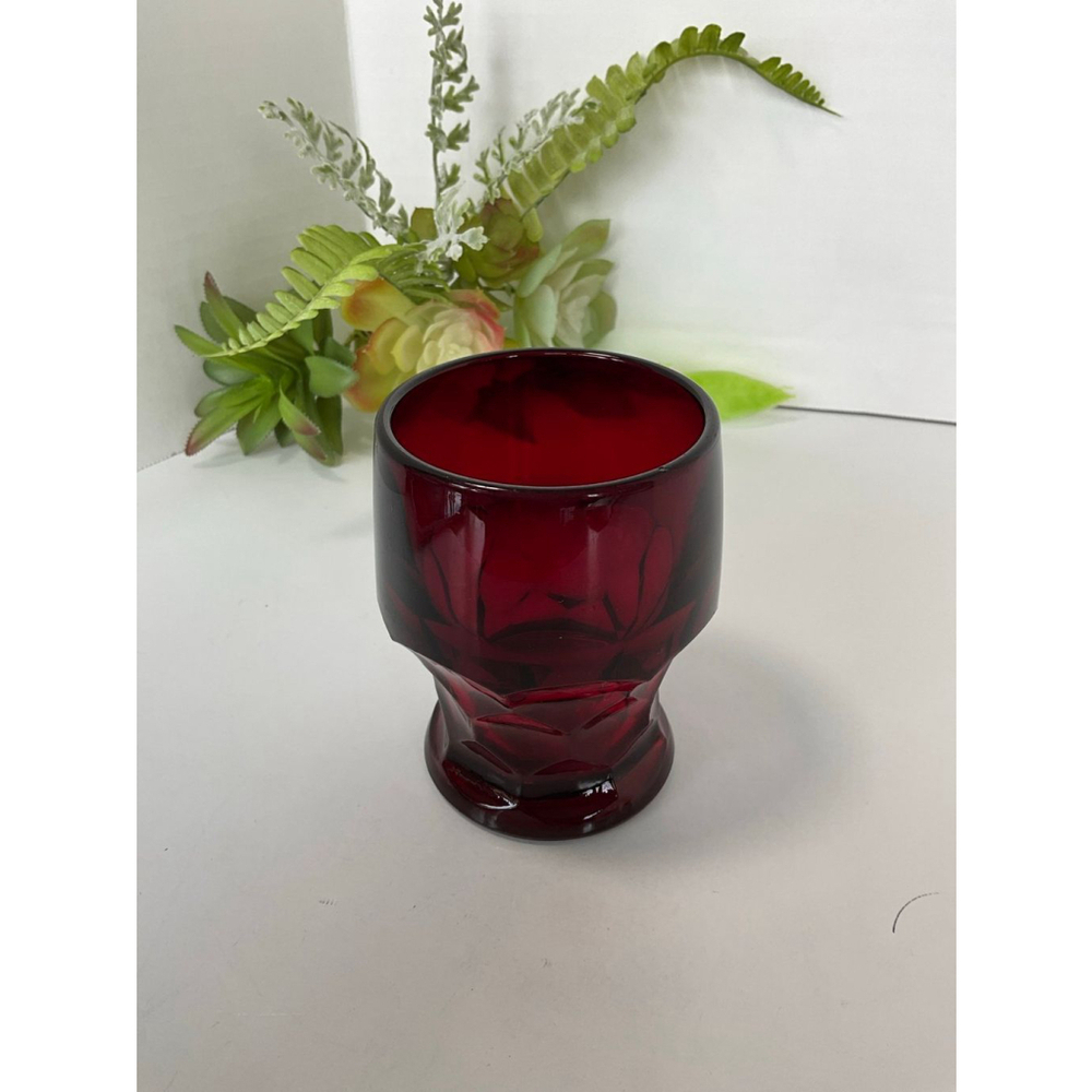 Vintage Anchor Hocking Georgian Ruby Drinking Glass